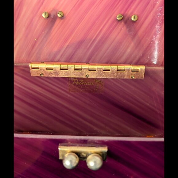 Wow PATRICIA OF MIAMI Wine Purple Lucite Purse from the 1950s, G-VG Condition - Picture 6 of 7